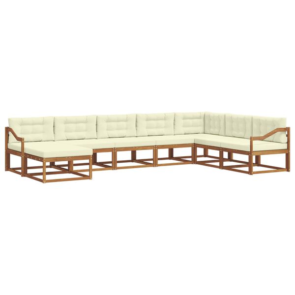 vidaXL Conjunto de sof&aacute;s de exterior con coj&iacute;n 8 pcs Natural y Crema