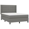 vidaXL Cama box spring colch&oacute;n y luces LED tela gris oscuro 140x200 cm