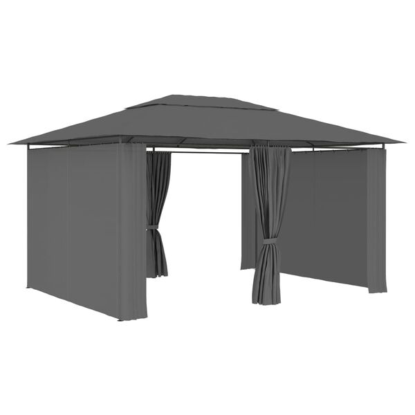 vidaXL Carpa de jard&iacute;n con cortinas gris antracita 4x3 m