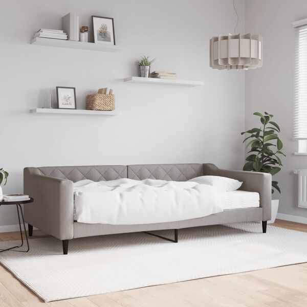 vidaXL Sof&aacute; cama con colch&oacute;n tela gris taupe 100x200 cm