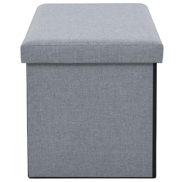 vidaXL Banco almacenaje plegable lino sint&eacute;tico 76x38x38 cm gris claro