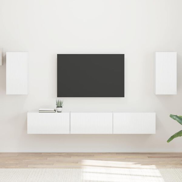 vidaXL Conjunto de mueble de TV 5 pcs brillante Madera de ingenier&iacute;a