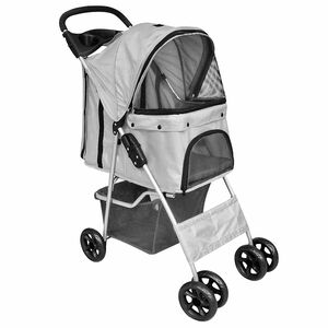 vidaXL Cochecito plegable para mascotas perro/gato gris