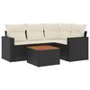 vidaXL Set de muebles de jard&iacute;n 5 pzas y cojines rat&aacute;n sint&eacute;tico negro