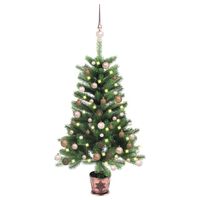 vidaXL Árbol de Navidad artificial con luces y bolas verde 65 cm
