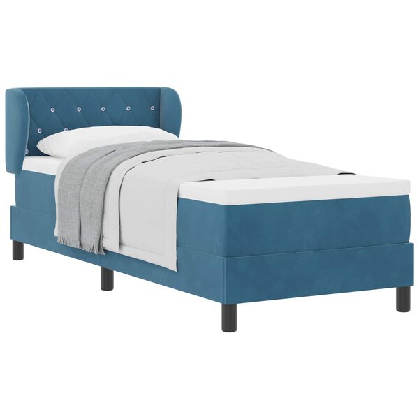 vidaXL Cama tipo Box Spring Azul oscuro 80 x 200 cm Terciopelo