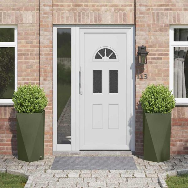 vidaXL Jardinera 2 pcs Verde Oliva 40 x 40 x 75 cm Acero