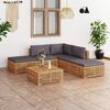 vidaXL Muebles de jard&iacute;n 6 pzas cojines gris oscuro madera maciza teca