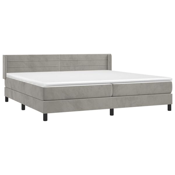 vidaXL Cama box spring con colch&oacute;n terciopelo gris claro 200x200 cm