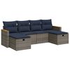 vidaXL Set de muebles de jard&iacute;n 6 pzas y cojines rat&aacute;n sint&eacute;tico gris