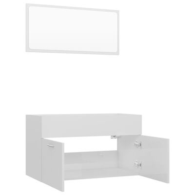 vidaXL Conjunto de muebles de baño 2 pzas aglomerado blanco brillante