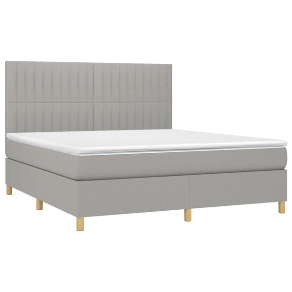 vidaXL Cama box spring con colch&oacute;n tela gris claro 160x200 cm
