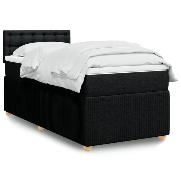 vidaXL Cama box spring con colch&oacute;n tela negro 100x200 cm