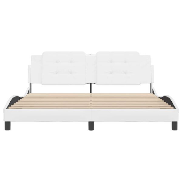 vidaXL Estructura de cama sin colch&oacute;n Zadar cuero sint&eacute;tico blanco 180x200cm