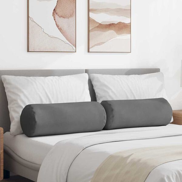 vidaXL Cojines Bolster 2 pcs Gris oscuro &Oslash; 25 x 70 cm