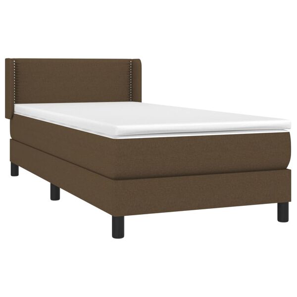 vidaXL Cama box spring con colch&oacute;n tela marr&oacute;n oscuro 100x200 cm