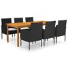 vidaXL Juego de comedor para jard&iacute;n de 7 piezas negro