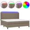 vidaXL Cama box spring colch&oacute;n y luces LED tela gris taupe 200x200 cm