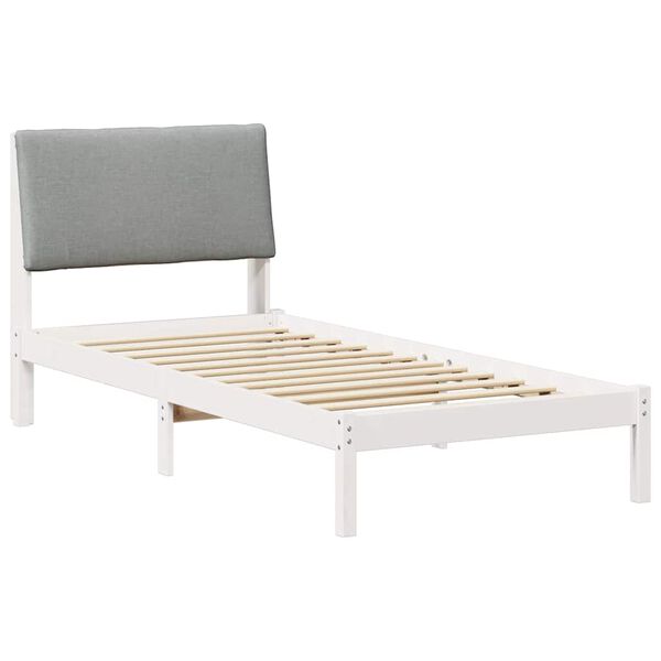 vidaXL Estructura de cama con cabecera y gris claro 90 x 190 cm