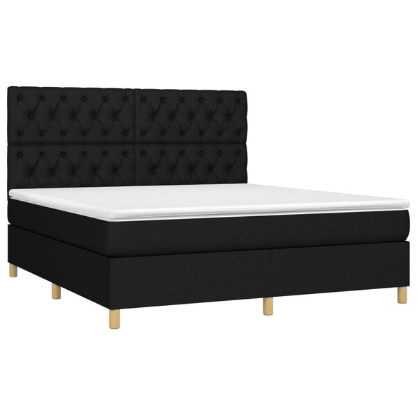 vidaXL Cama box spring con colch&oacute;n tela negro 160x200 cm