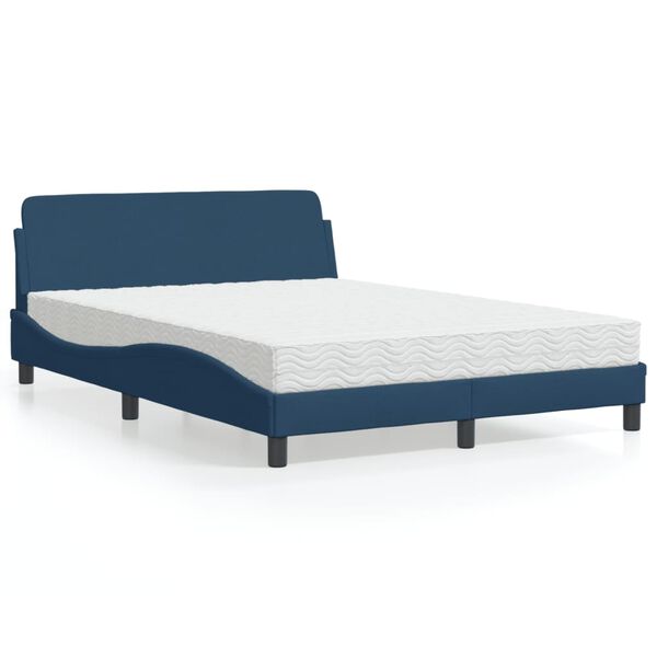 vidaXL Cama con colch&oacute;n Dover tela azul 120x200 cm