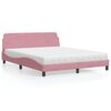 vidaXL Cama con colch&oacute;n Dover terciopelo rosa 160x200 cm