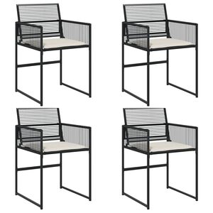 vidaXL Sillas de jard&iacute;n con cojines 4 unidades rat&aacute;n sint&eacute;tico negro