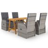 vidaXL Juego de comedor para jard&iacute;n 5 piezas gris
