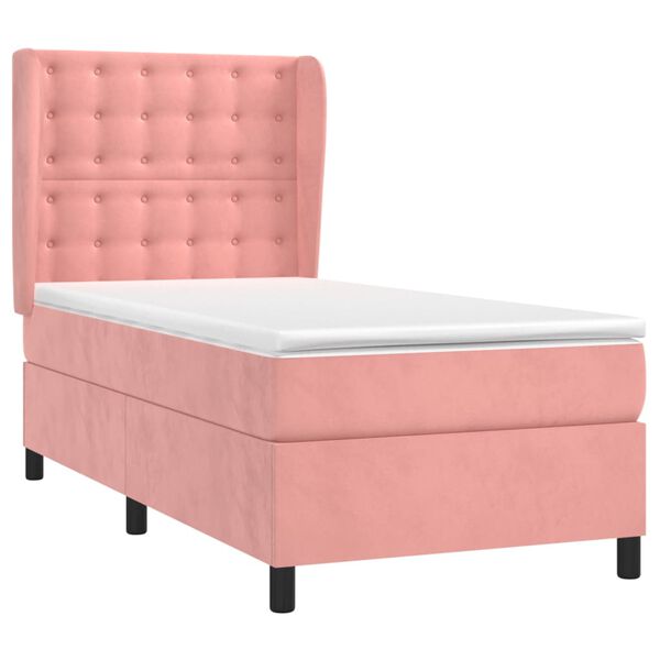 vidaXL Cama box spring con colch&oacute;n terciopelo rosa 100x200 cm