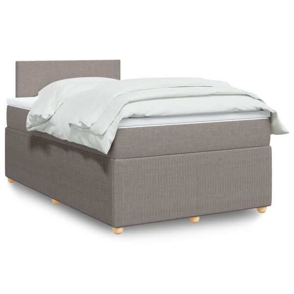 vidaXL Cama box spring con colch&oacute;n tela gris taupe 120x200 cm