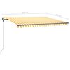 vidaXL Toldo manual retr&aacute;ctil con LED amarillo y blanco 450x300 cm
