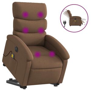 vidaXL Sill&oacute;n de masaje el&eacute;ctrico reclinable elevable tela marr&oacute;n