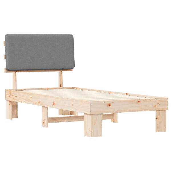 vidaXL Estructura de Cama con Cabecera Tapizada Gris Claro 80 x 200 cm