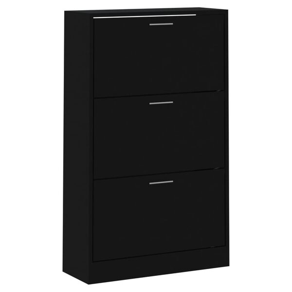 vidaXL Mueble zapatero madera contrachapada negro 63x24x103 cm