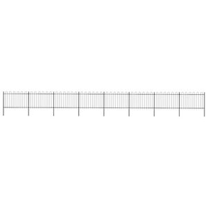 vidaXL Valla de jard&iacute;n con aro superior de acero 1339x120 cm negra