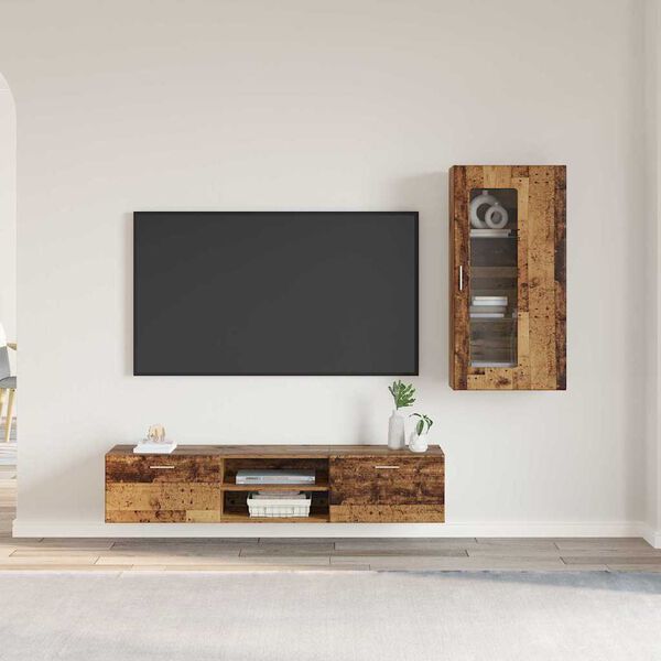 vidaXL Conjunto de mueble de TV con caj&oacute;n FLORIN Madera vieja