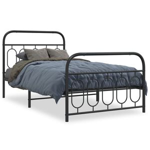 vidaXL Estructura cama sin colchón con estribo metal negro 107x203 cm