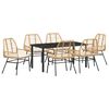 vidaXL Conjunto de Comedor de Jard&iacute;n 7 uds. Marr&oacute;n rat&aacute;n sint&eacute;tico