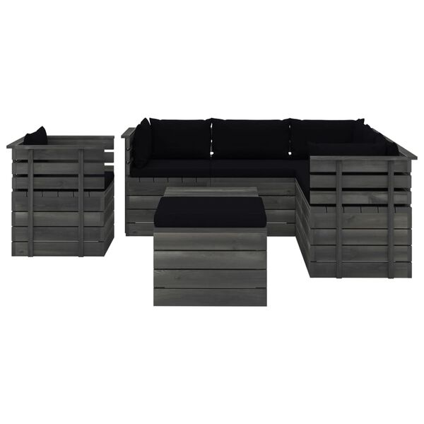 vidaXL Muebles de palets para jard&iacute;n 8 pzas cojines madera maciza pino