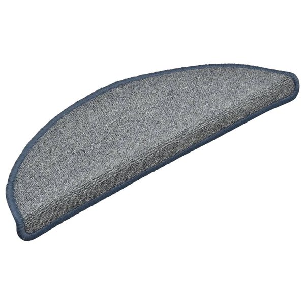 vidaXL Felpudos para escaleras (15 unidades, 56 x 17 x 3 cm, gris claro y azul, semicirculares)