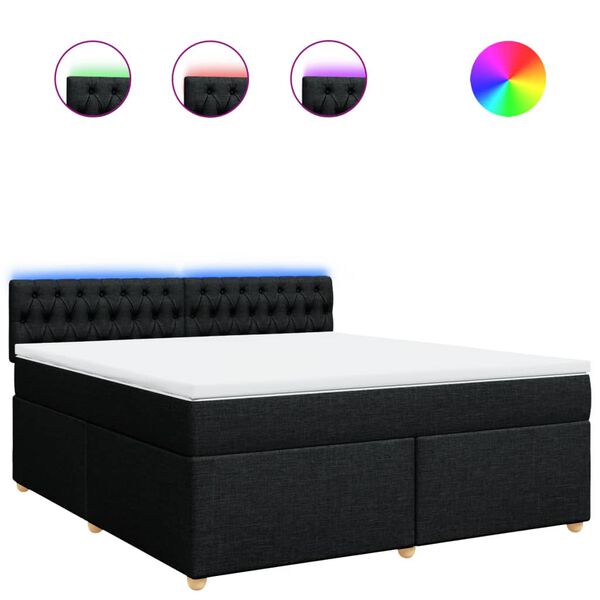 vidaXL Cama box spring con colch&oacute;n tela negro 180x200 cm