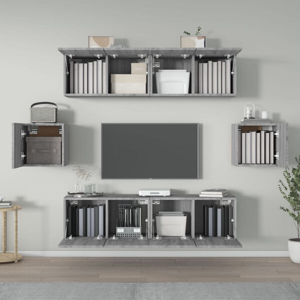 vidaXL Set de muebles para TV 6 pzas madera contrachapada gris Sonoma