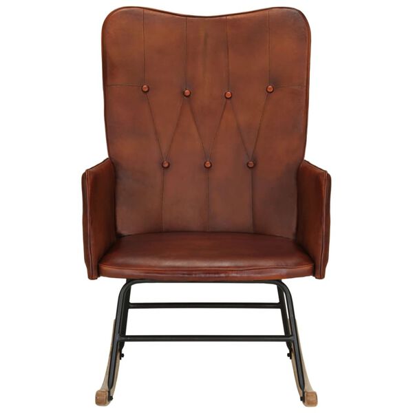 vidaXL Mecedora de cuero aut&eacute;ntico marr&oacute;n