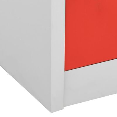Armario taquilla Gris claro y rojo 90x45x92,5 cm Acero