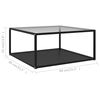 vidaXL Mesa de centro vidrio templado transparente y negro 80x80x35 cm