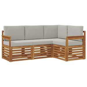 vidaXL Juegos de sof&aacute;s con coj&iacute;n 4 pcs Gris Natural y Claro