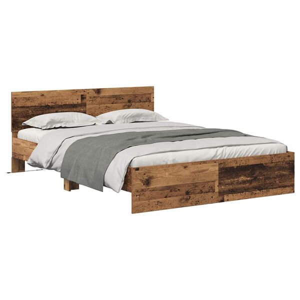 vidaXL Estructura de cama con cabecera Madera Vieja 140 x 200 cm
