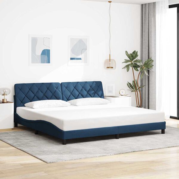 vidaXL Estructura de cama sin colch&oacute;n tela azul 200x200 cm