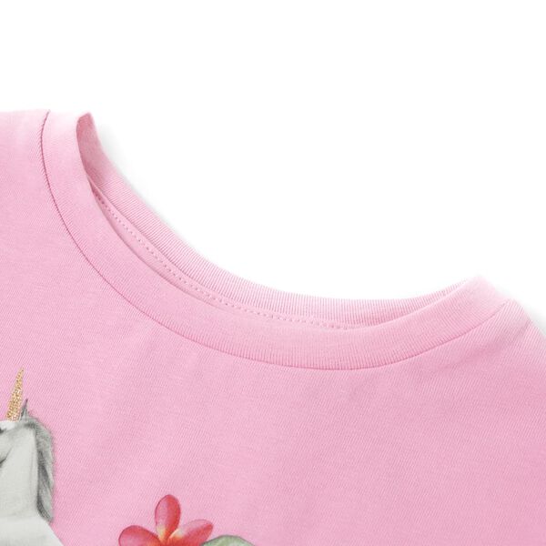 Camiseta infantil de manga corta rosa brillante 128