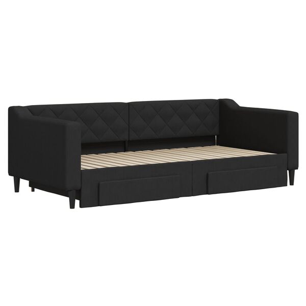 vidaXL Sofá cama nido con cajones tela negro 90x190 cm
